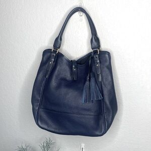 J.CREW Navy Midnight Blue 100% Leather Boho Purse